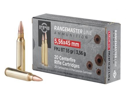 PPU Rangemaster 55 gr FMJBT 5.56x45 Ammunition 20 Rounds