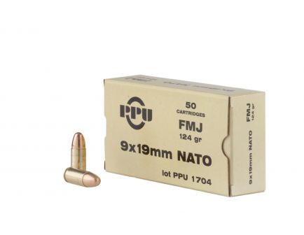 Prvi Partizan 9mm FMJ 124 gr 50 Rounds Ammunition - PPN9