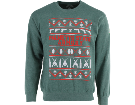 PSA Ugly Sweater Fleece Crewneck With Logo, Dark Heather Green