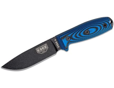 Esee Knives ESEE-4 black blade, blue/black G-10 3D handle, black sheath