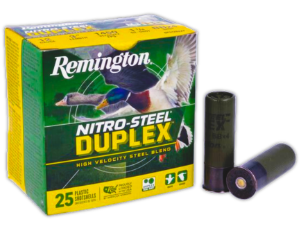 Remington Nitro-Steel Duplex 12 Gauge 3" BB/#4 1-1/4 oz 25rds Shotshell - High-Performance Load for Tough Targets - R26645