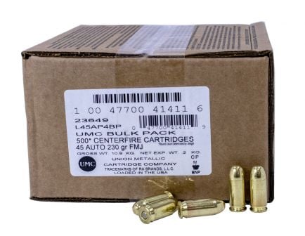Remington UMC 230 gr FMJ 45 ACP Ammunition, 500 Rounds