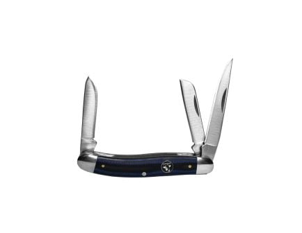 American Buffalo Knife & Tool Cattleman Stockman Cowhand Folding 3 Blade Knife, Black / Blue - RHCC0001GBL