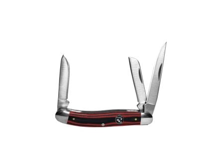 American Buffalo Knife & Tool Cattleman Stockman Cowhand Folding 3 Blade Knife, Black / Red - CC0001GRD