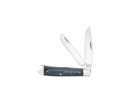 American Buffalo Knife & Tool Cattleman Trapper Cowhand Folding Knife Clip Point/Spey, Black/Blue