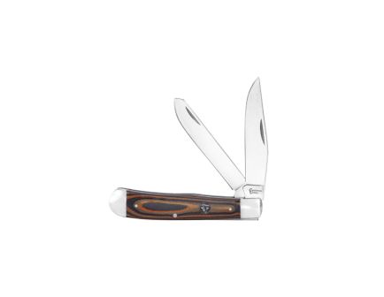 American Buffalo Knife & Tool Cattleman Trapper Cowhand Folding Knife Clip Point/Spey, Black/Brown