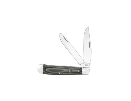 American Buffalo Knife & Tool Cattleman Trapper Cowhand Folding Knife Clip Point/Spey, Black/Green