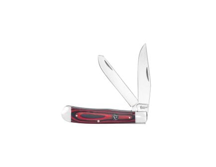 American Buffalo Knife & Tool Cattleman Trapper Cowhand Folding Knife Clip Point/Spey, Black/Red