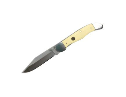 American Buffalo Knife & Tool Roper LL Pecos Delrin Folding Knife Clip Point, Cream Yellow