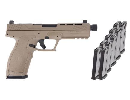 PSA 5.7 Rock Complete RK1 Optics Ready Pistol With Threaded Barrel, Flat Dark Earth With 10 Magazines & PSA Pistol Case