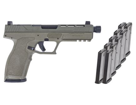 PSA 5.7 Rock Complete RK1 Optics Ready Pistol With Threaded Barrel, Sniper Green With 10 Magazines & PSA Pistol Case