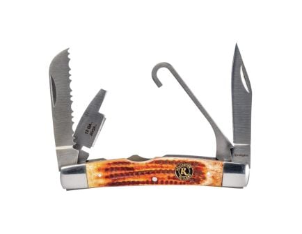 Remington Backwoods Congress Bird Dressing Multi-Blade Folding Knife Clip Point, Coffee Brown