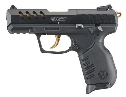 Ruger SR22 3.5" .22 LR Pistol, Black/Gold
