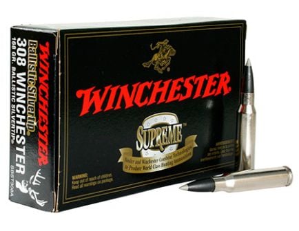 Winchester 308 168gr Ballistic SilverTip Rifle Ammunition 20rds - SBST308A