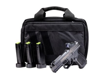Rost Martin RM1C Comp 4" 9mm O.R. (1)15rd/(3)17rd Handgun Bundle, Black w/ Viridian RF11 Green Dot and Bag - RM1CBLKOSP(COMP)SPL