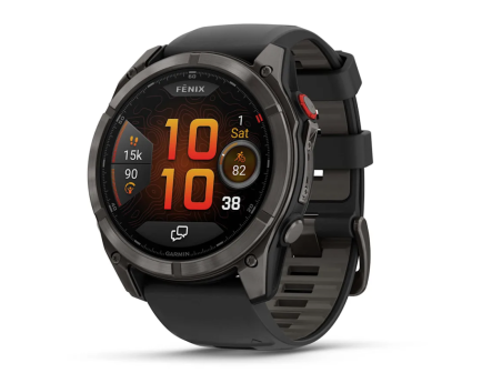 fenix 8 Pro – 51 mm, AMOLED, Sapphire, Carbon Gray DLC Titanium with Black/Gray Silicone Band