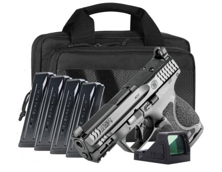 Smith & Wesson M&P 9 M2.0 Compact O.R 3.6" 9mm (5)15rd Pistol Bundle w/ Savior Bag, Black - 14781