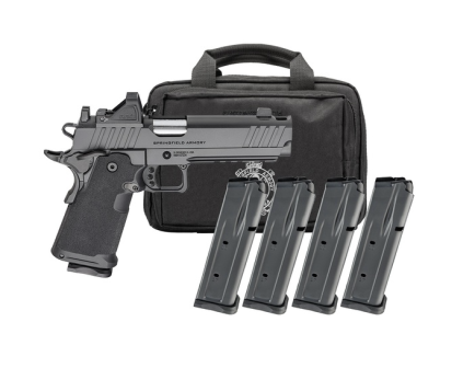 Springfield 1911 DS Prodigy Comp 5" 9mm 20rd / 17rd Pistol Package with Tritium Front Sight, Viridian RFX11 Green Dot and Range Bag, Black