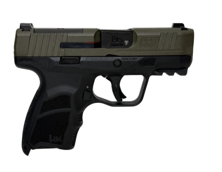 H&K CC9 Micro Compact 3.32" 9mm OR (1)10rd/(1)12rd Pistol w/ Front Night Sight, Green, Black - 81001399