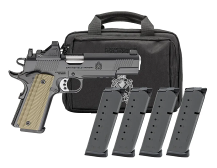 Springfield 1911 Operator AOS 5" .45 ACP 8rd Pistol, Black - Gear Pac - PO9230AOS-PAC