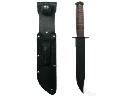 Rothco Military Fighting Utility Knife With Leather Handle