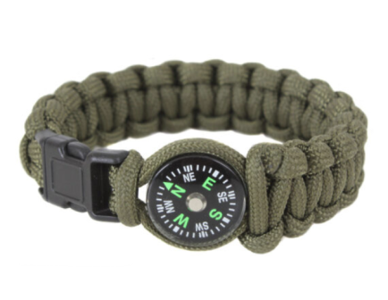 Rothco Paracord Compass Bracelet - Olive Drab, 7 In