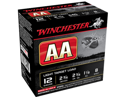 Winchester 12ga 2.75 1-1/8oz #8 AA Light Target Load Shotshell Ammunition 25rds - AA128