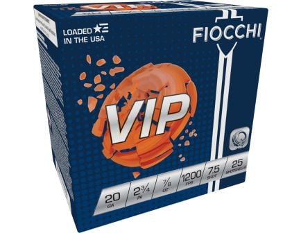 Fiocchi VIP 2.75" 7/8 oz 7.5 Shot 20 Gauge Ammunition For Sale
