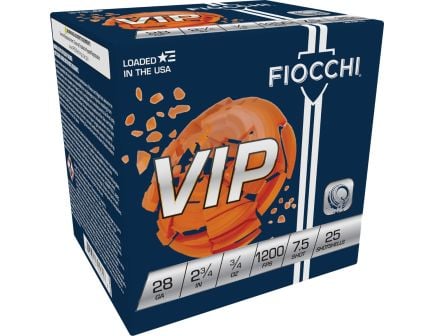 Fiocchi VIP 2.75" 3/4 oz 7.5 Shot 28 Guage Ammunition For Sale
