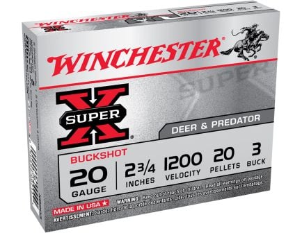 Winchester Super X 2.75" #3 Buck 20 Gauge Ammunition 15 Rounds