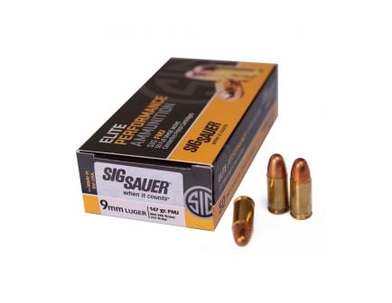 SIG Sauer Elite Ball 9mm Ammo 147 Grain FMJ 50rds - E9MMB3-50