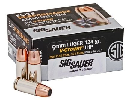 SIG 9mm Ammo 124 Gr V-Crown JHP for sale