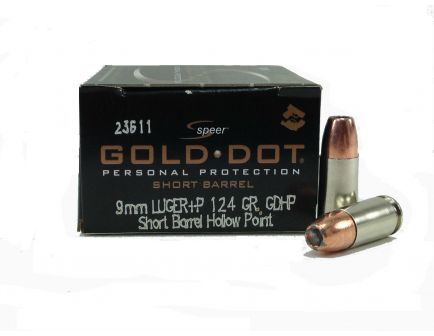 Speer 9mm+P 124gr Gold Dot (Short Barrel) Ammunition 20rds - 23611