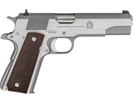 Springfield .45 ACP 1911 Pistol, 5" Barrel, 3 Dot Sights, Silver - PBD9151L