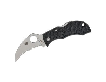 Spyderco Manbug Folding Hawkbill Knife Serrated, Black - MBKHBS