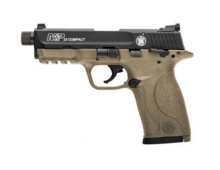 S&W MP22 Compact .22 LR 3.6" Pistol w/Threaded Barrel, FDE