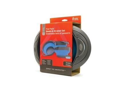 SOL Longer Flat Pack Bowls and Strainer Set, Blue