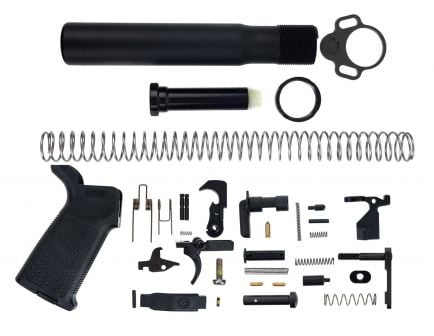 AR-15 pistol lower build kit in black