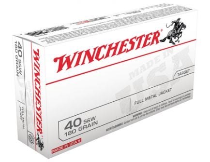 Winchester USA 40 S&W 180gr FMJ Ammunition 50rds - Q4238