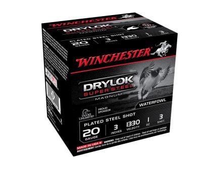 Winchester Drylok Super Steel Magnum 20 ga 3" 1 oz #3 25 Shotshells