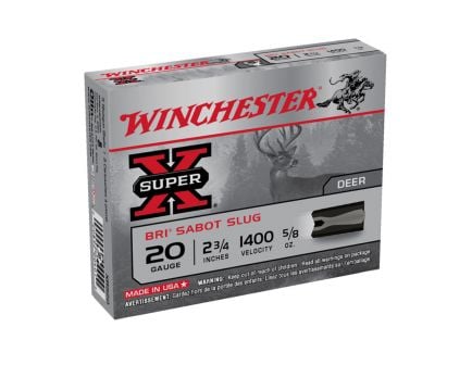 Winchester Ammunition Super-X BRI Sabot Slugs 2.75" 20 Gauge Ammo, 5/box - XRS20