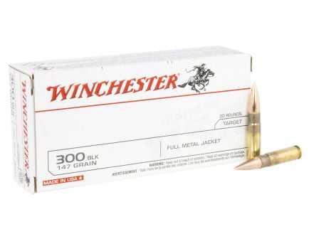 Winchester USA Target 147 gr FMJ 300 Blackout Ammunition, 20 Rounds