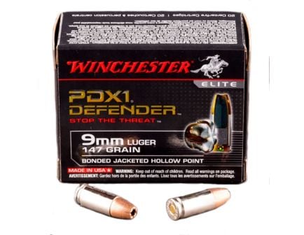 Winchester PDX1 Defender 9mm Ammo 147 Gr BJHP 20rds - S9MMPDB1