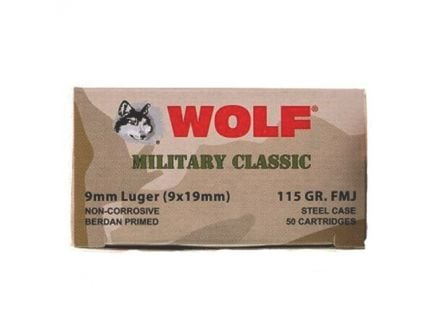 Wolf Steel Cased 9MM 115 gr FMJ 50 Rounds Ammunition - WPA919FMJ