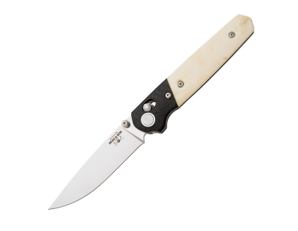 Bear & Son Lawman 4 3/8" Slide Lock w/ Smooth Bone Handle, Carbon Fiber Bolster - WSB22