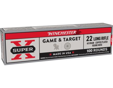 Winchester 22 Long Rifle 40gr LRN Super-X Ammunition, 100 Round Box - X22LRSS1