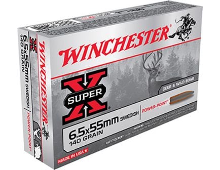 Winchester 6.5x55 Swedish 140gr Power Point Ammunition 20rds - X6555