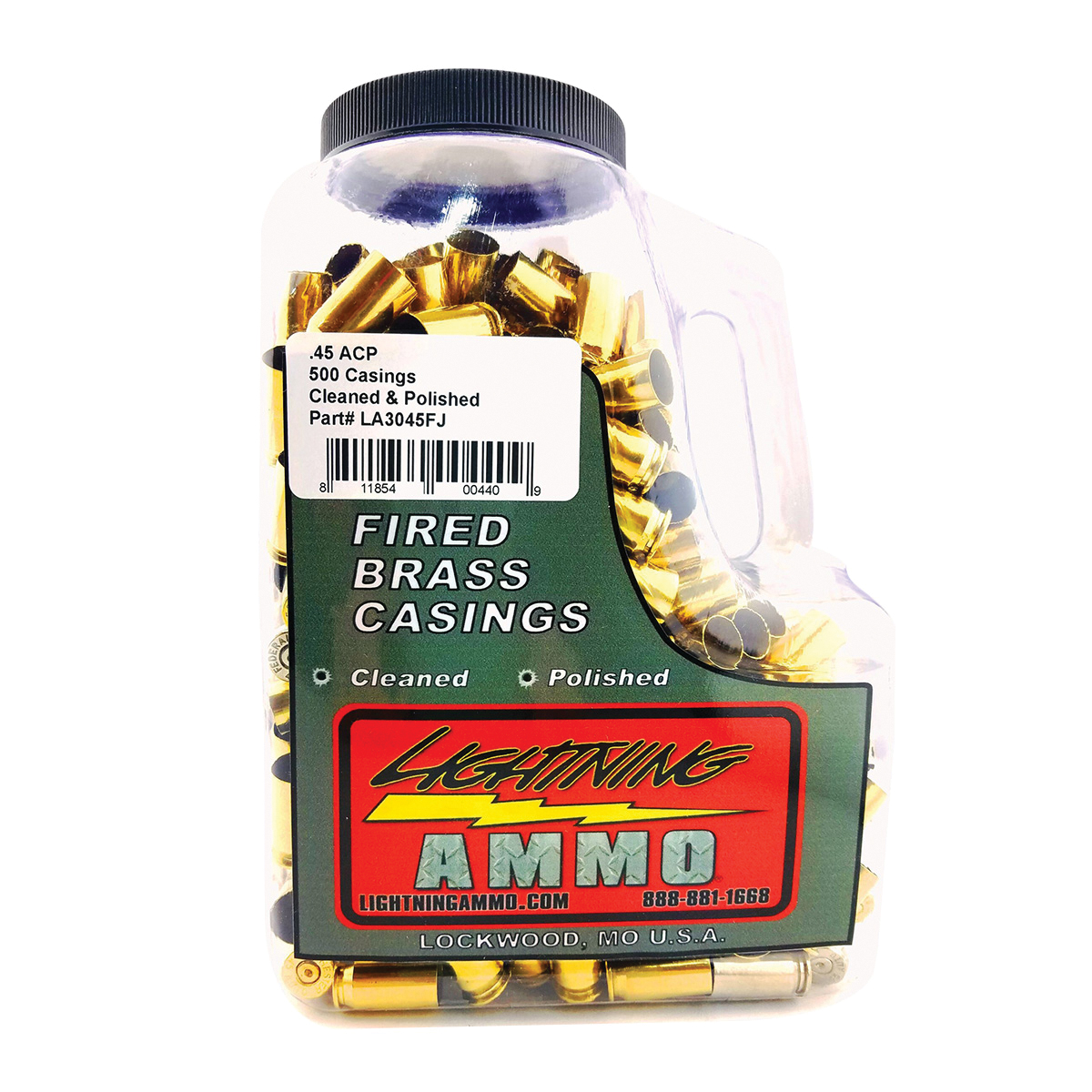 Lightning Ammo .45 ACP Primer Pistol Cleaned and Polished Brass, 500rds
