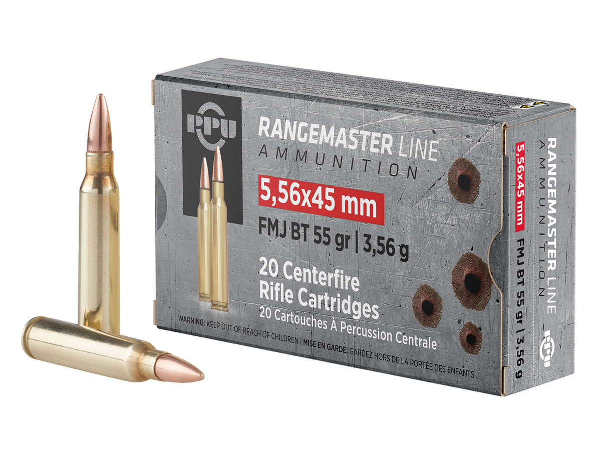 PPU Rangemaster 55 gr FMJBT 5.56x45 Ammunition 20 Rounds - PPRM5561