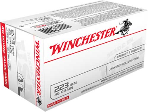 Winchester USA .223 Rem Ammo 45 Gr JHP 40rds - USA2232